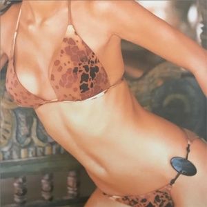 Sauvage animal print brown beaded bikini